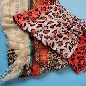 2 Leopard Print Scarves